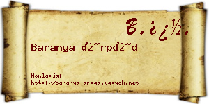 Baranya Árpád névjegykártya
