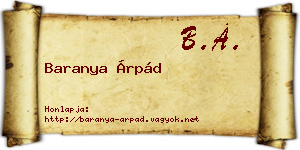 Baranya Árpád névjegykártya