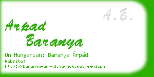 arpad baranya business card