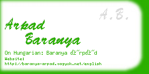 arpad baranya business card